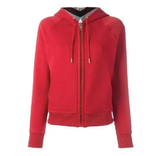 Burberry Zip-Up Hoodie Solid Red
