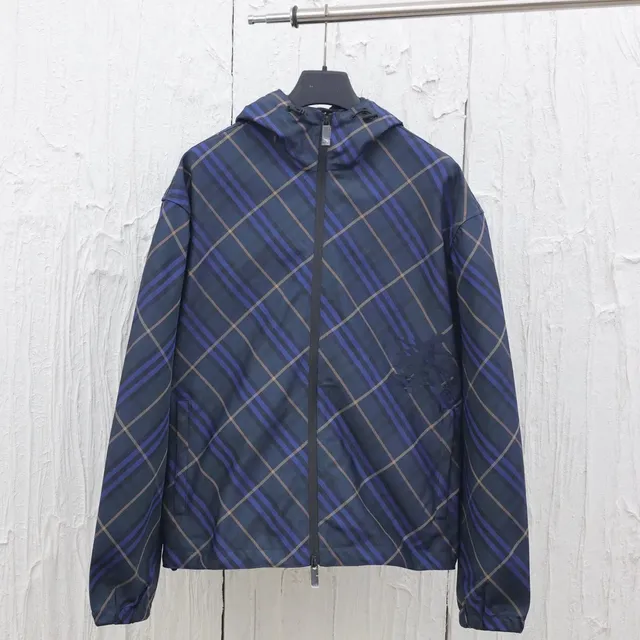 Burberry Hooded Windbreaker Diagonal Check