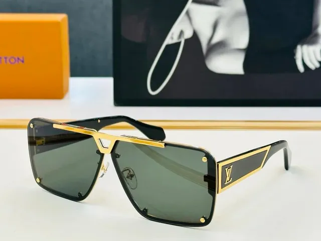 Louis Vuitton Shield Sunglasses Monogram Gold Trim
