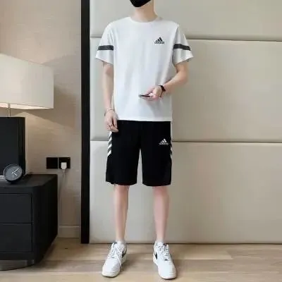 Adidas T-Shirt and Shorts Set Three-Stripe Logo