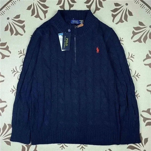 Polo Ralph Lauren Cable Knit Quarter-Zip Sweater Navy