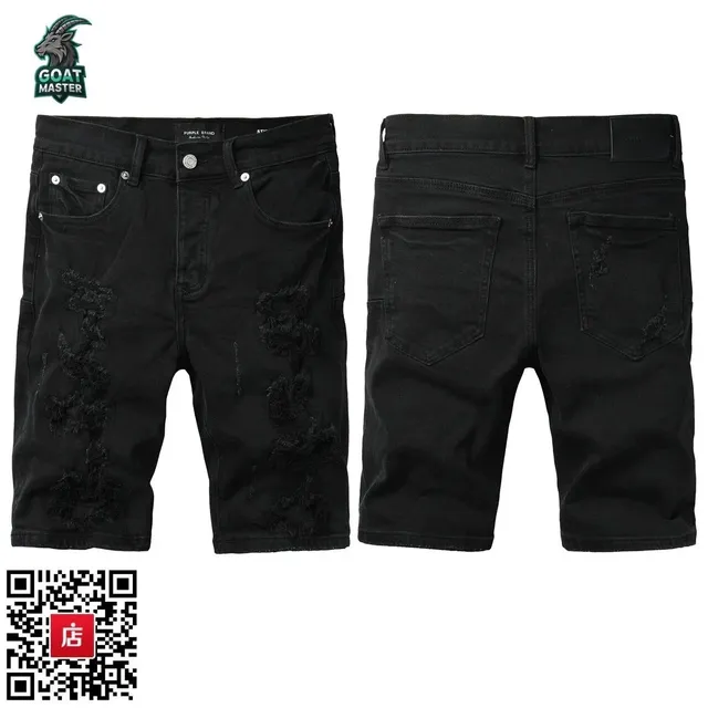 Distressed Denim Shorts Black Ripped