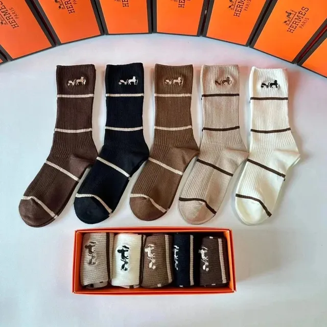 Hermès Cavalry Socks Horse Logo Stripe