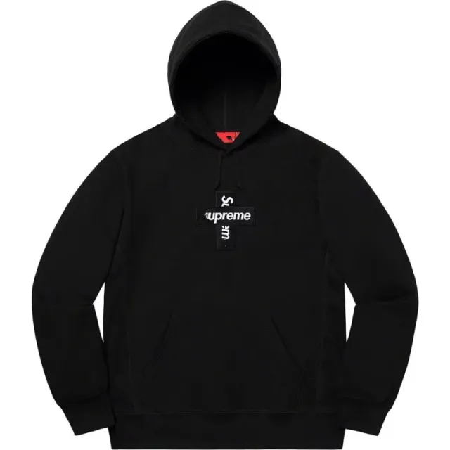 Supreme Cross Box Logo Hooded Sweatshirt Black