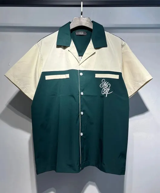 Amiri Short-Sleeve Shirt Color-Block with Embroidery