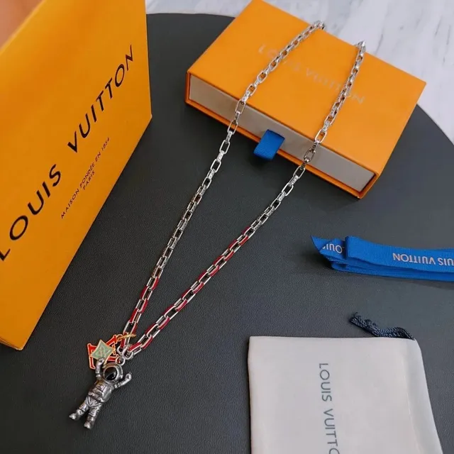 Louis Vuitton Astronaut Charm Necklace Enamel Astronaut Pendant