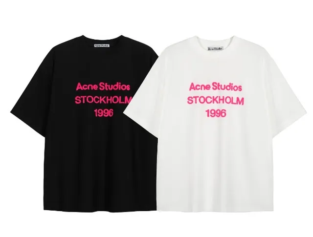 Acne Studios Stockholm 1996 Tee Pink Logo Print