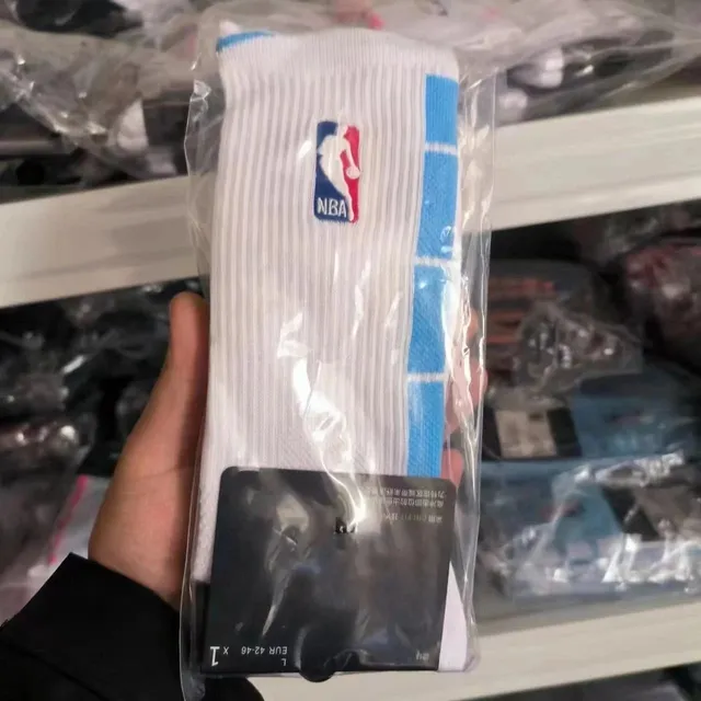 NBA Logo Sock White with Blue Stripe