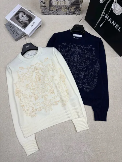 Dior Embroidered Knit Sweater Baroque Motif