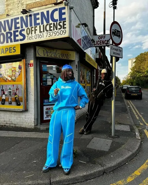 Broken Planet Track Suit Bright Blue with Contrast Stitching