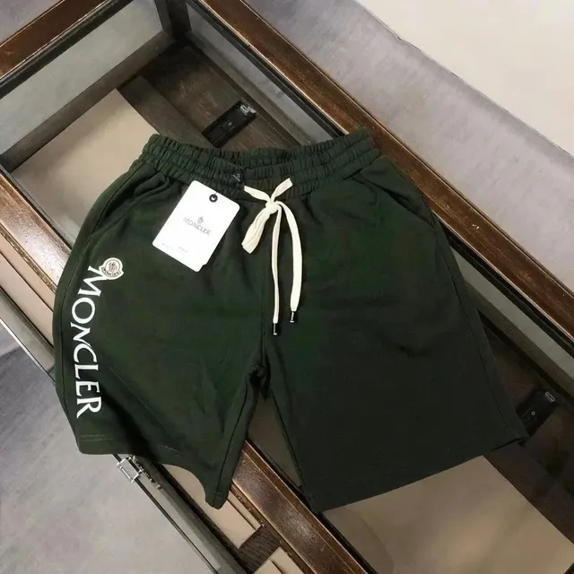 Moncler Logo-Print Shorts Olive Green