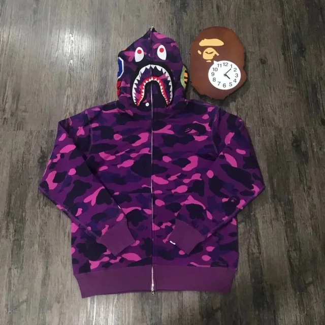 BAPE Shark Full Zip Hoodie Purple Camo