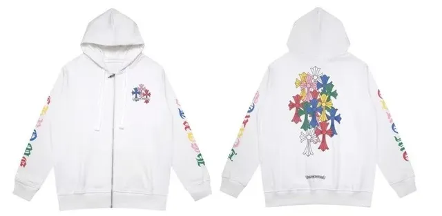 Chrome Hearts Zip-Up Hoodie Multi-Color Cross Print