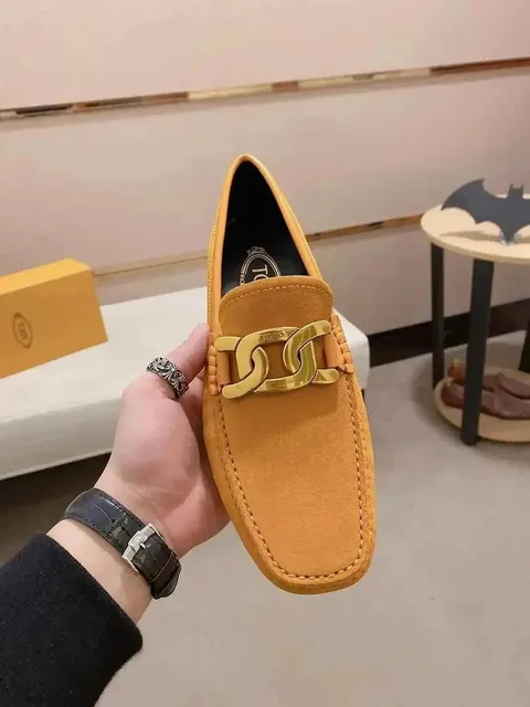 Double T Loafer Suede with Gold Buckle