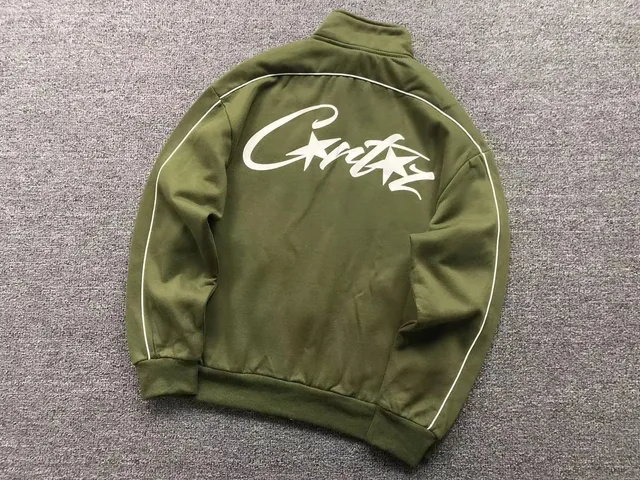 Corteiz Track Jacket Olive with White Script