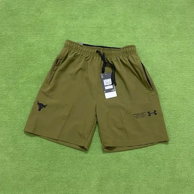 Under Armour Project Rock Training Shorts Olive with Black Logo