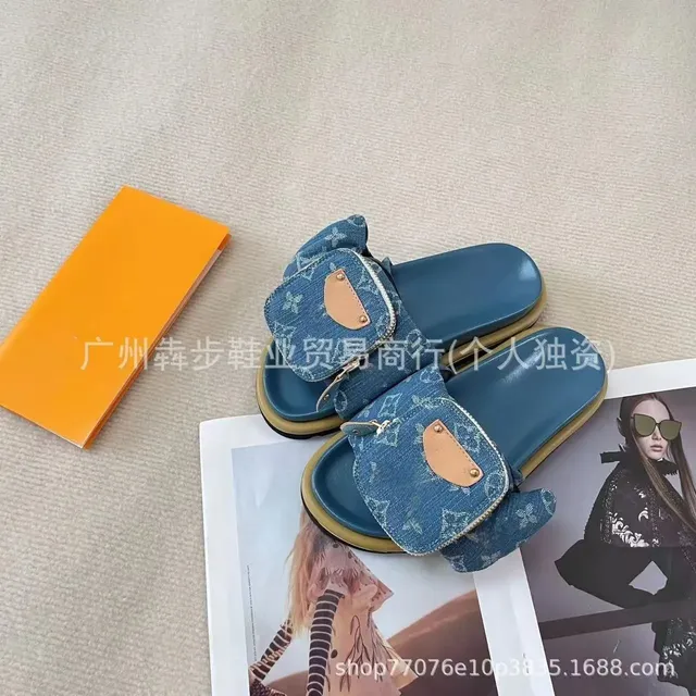 Louis Vuitton Denim Slide Sandal Monogram Denim