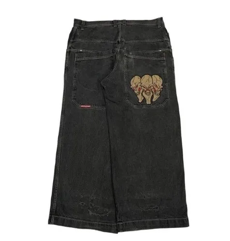 BAPE Wide-Leg Denim Skirt Skull Patch