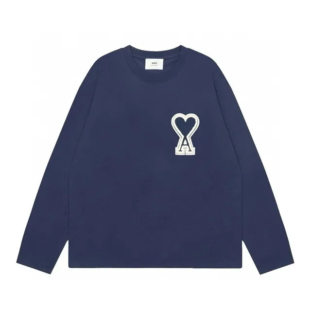 AMI Paris Long-Sleeve Tee Heart Logo Navy