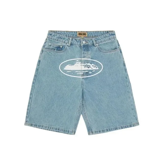 Corteiz Denim Shorts Island Print
