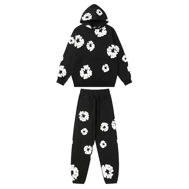 Off-White Floral Print Hoodie and Joggers Set All-Over Floral