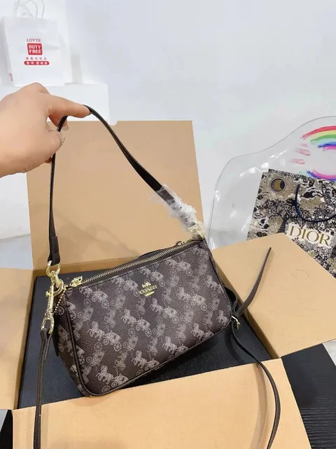 Coach Shoulder Bag Horse and Carriage Print