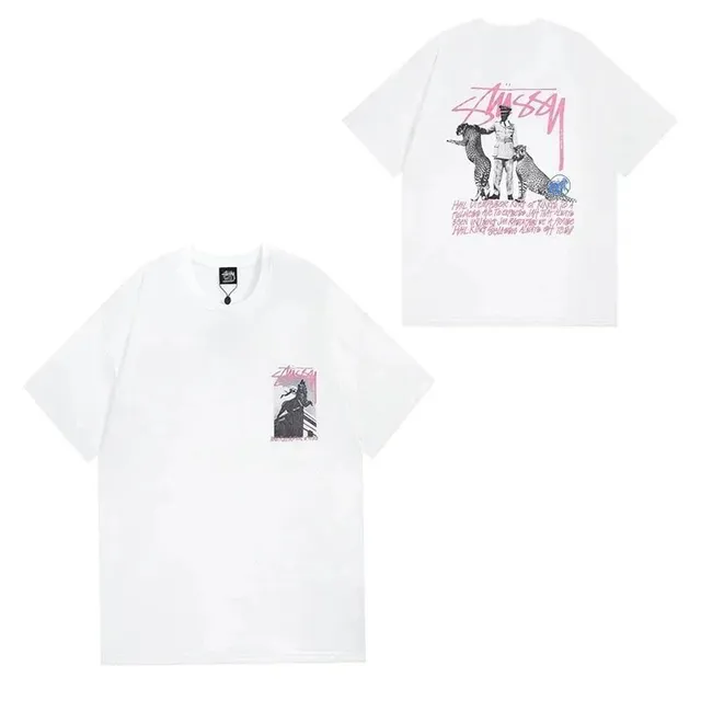 Stüssy Graphic T-Shirt Pink Leopard Print