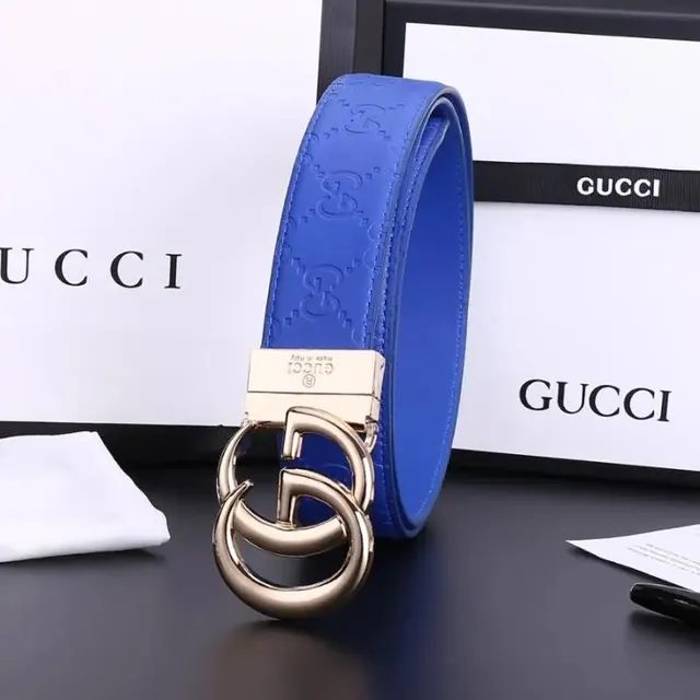 Gucci Horsebit 1955 Belt Blue Leather with Gold-Tone Buckle