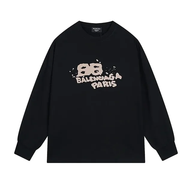Balenciaga Long-Sleeve Tee BB Logo Print