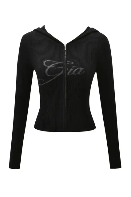 Zip-Up Hooded Sweater Gia Logo