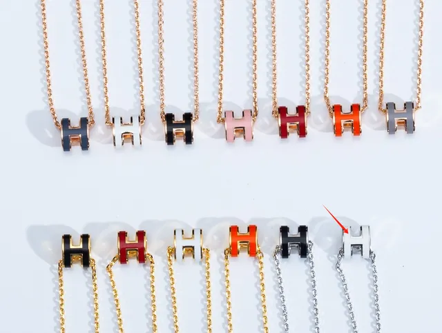 Hermès H Pendant Necklace Enamel H Charm
