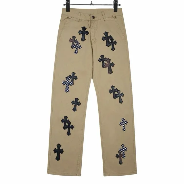 Chrome Hearts Cross Patch Trousers Black Cross Embroidery