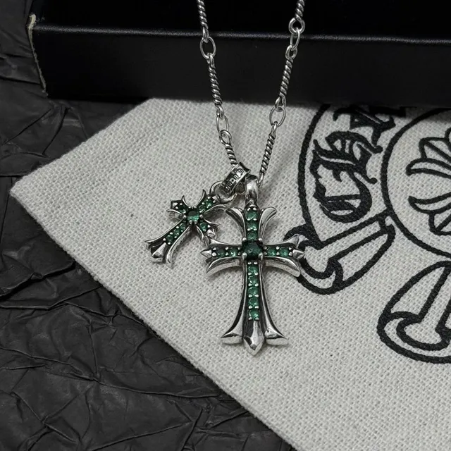 Chrome Hearts Cross Pendant Emerald Pave