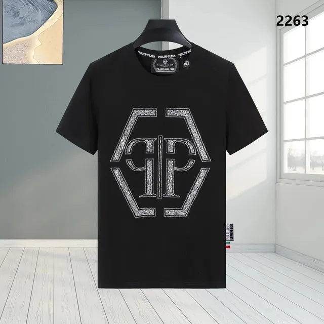 Philipp Plein Logo T-Shirt Crystal-Embellished Hexagon