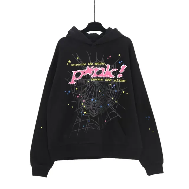 Palm Angels Hoodie Spider Web Pink Graphic