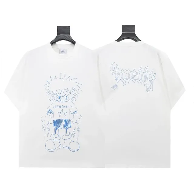 Vetements Graphic Tee Blue Sketch Print