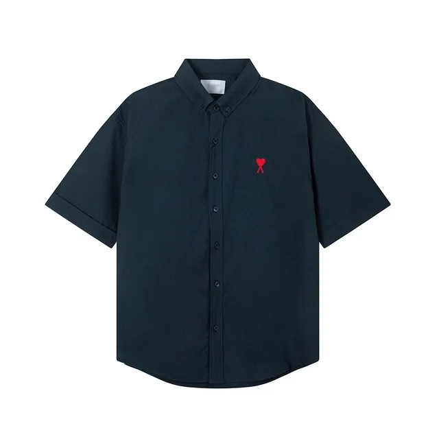 Amiri Short-Sleeve Button-Up Shirt Heart Embroidery