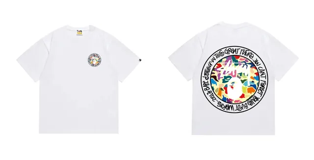 BAPE × Stüssy Graphic T-Shirt Camouflage Ape Head Print