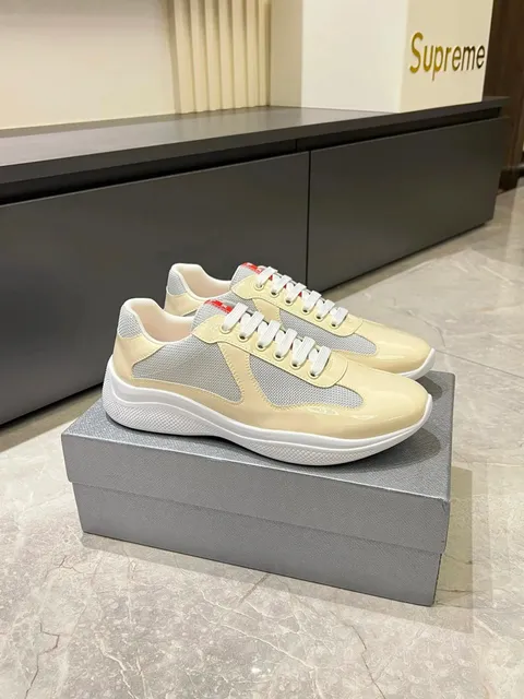 Supreme Prada Linea Rossa Sneaker Beige Mesh and Patent Leather
