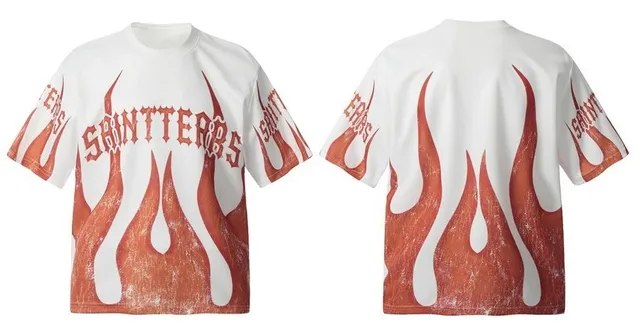 Saint Laurent Flame Graphic Tee Saintterrors Flame Print