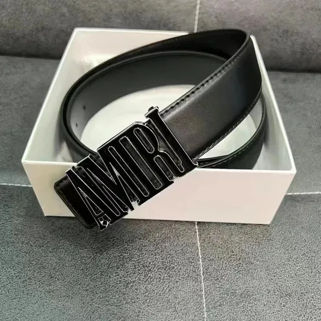 Amiri Logo Buckle Belt Black Leather