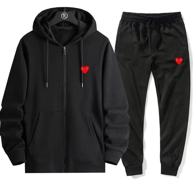 Comme des Garçons Heart Logo Tracksuit Red Heart Embroidery