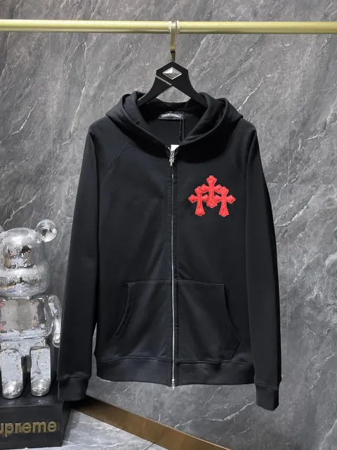 Chrome Hearts Zip-Up Hoodie Triple Cross Embroidery
