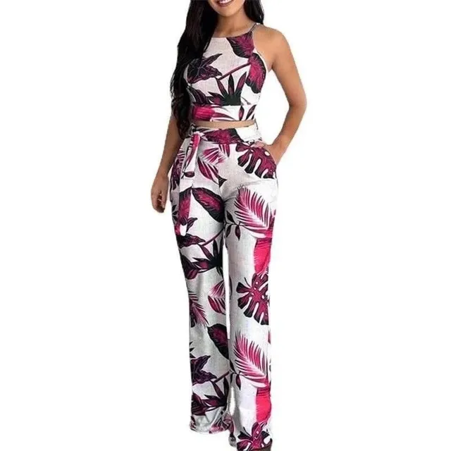 Two-Piece Set Tropical Leaf Print