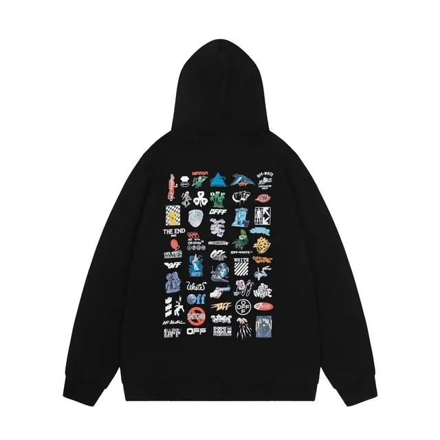 Off-White Zip-Up Hoodie Graphic Patch Print