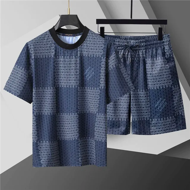 Louis Vuitton Printed Short Set Monogram Grid Pattern