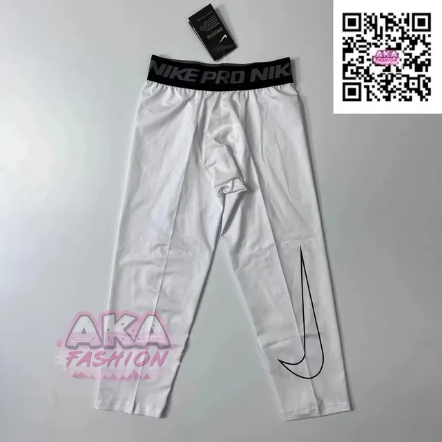 Nike Pro Compression Tights White with Black Swoosh