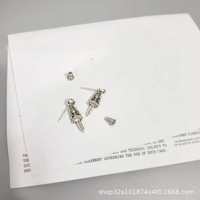 Chrome Hearts Dagger Earrings Silver Dagger Studs