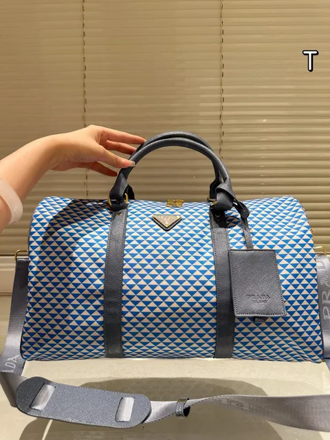 Prada Duffle Bag Triangle Print