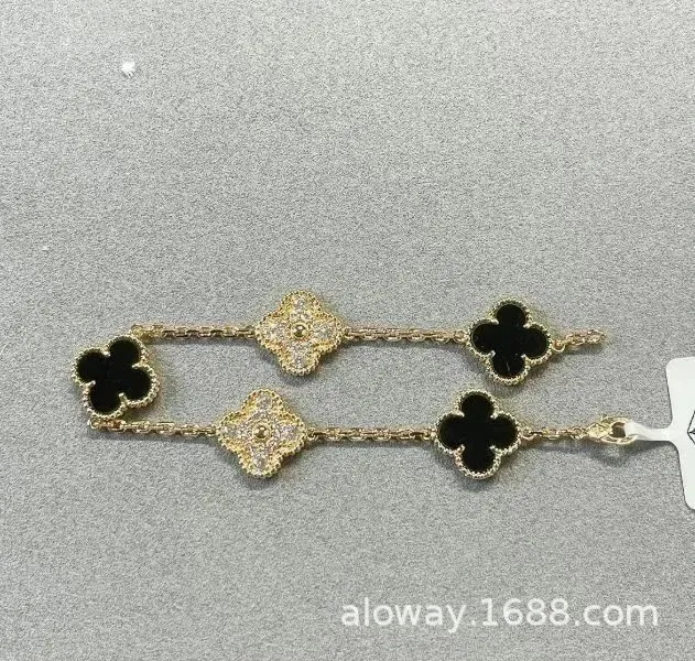 Van Cleef & Arpels Alhambra Bracelet Five Motifs with Onyx and Diamonds